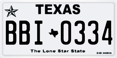 TX license plate BBI0334