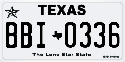 TX license plate BBI0336