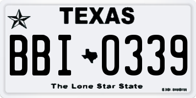 TX license plate BBI0339
