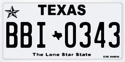 TX license plate BBI0343
