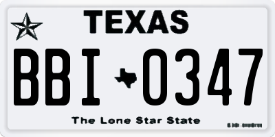 TX license plate BBI0347
