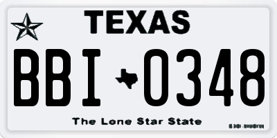 TX license plate BBI0348