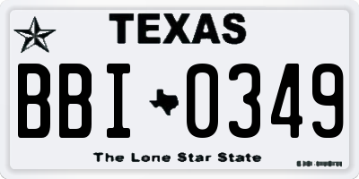 TX license plate BBI0349