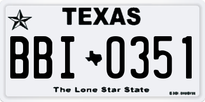 TX license plate BBI0351