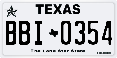 TX license plate BBI0354