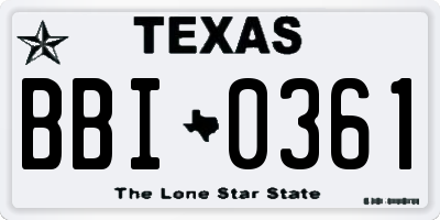 TX license plate BBI0361