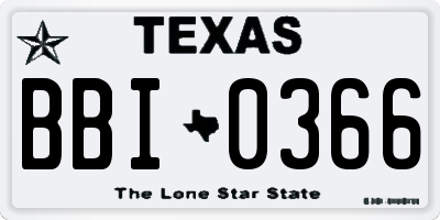 TX license plate BBI0366