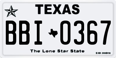 TX license plate BBI0367