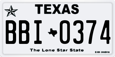 TX license plate BBI0374