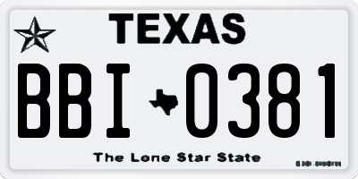 TX license plate BBI0381