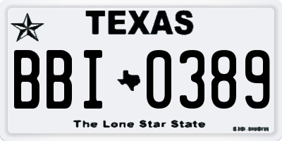 TX license plate BBI0389