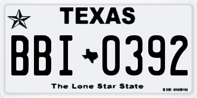 TX license plate BBI0392