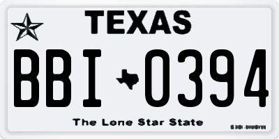 TX license plate BBI0394