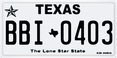 TX license plate BBI0403