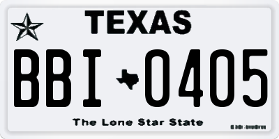 TX license plate BBI0405