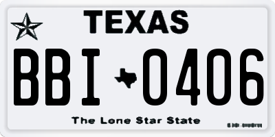 TX license plate BBI0406