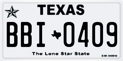 TX license plate BBI0409