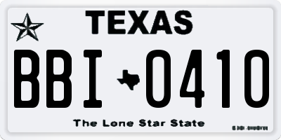 TX license plate BBI0410