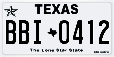 TX license plate BBI0412