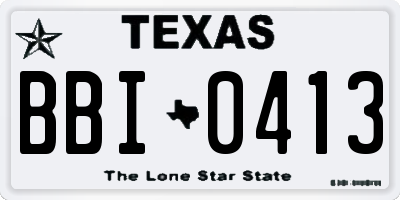 TX license plate BBI0413