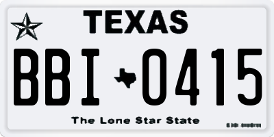 TX license plate BBI0415