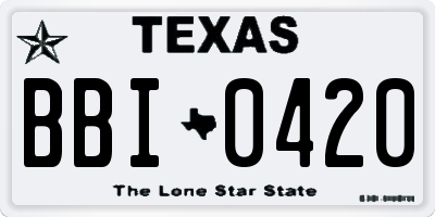 TX license plate BBI0420