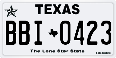 TX license plate BBI0423