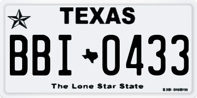 TX license plate BBI0433