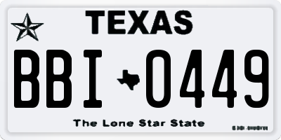 TX license plate BBI0449