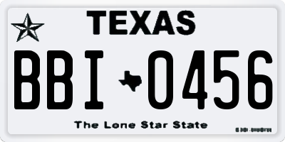 TX license plate BBI0456