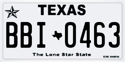 TX license plate BBI0463
