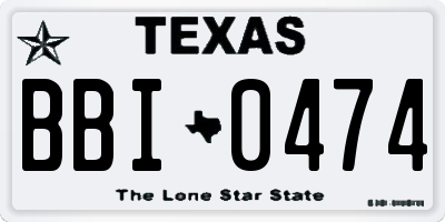 TX license plate BBI0474