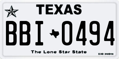 TX license plate BBI0494