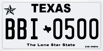 TX license plate BBI0500