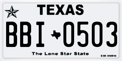 TX license plate BBI0503