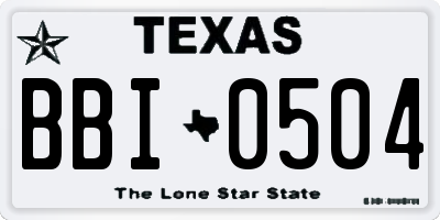 TX license plate BBI0504