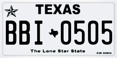 TX license plate BBI0505