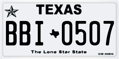 TX license plate BBI0507