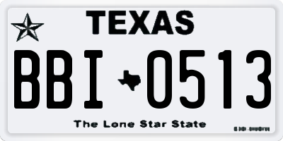 TX license plate BBI0513