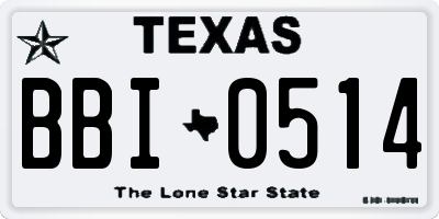 TX license plate BBI0514