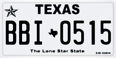 TX license plate BBI0515
