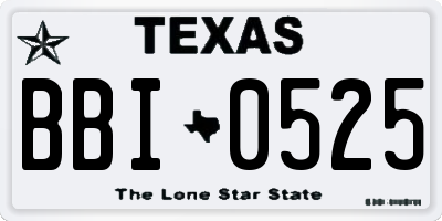 TX license plate BBI0525