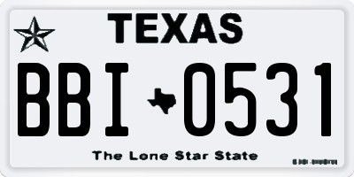 TX license plate BBI0531