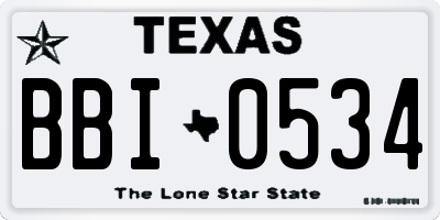 TX license plate BBI0534