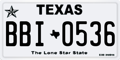 TX license plate BBI0536