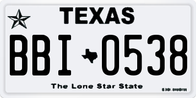 TX license plate BBI0538