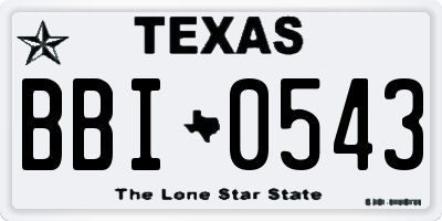 TX license plate BBI0543