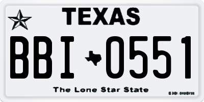TX license plate BBI0551