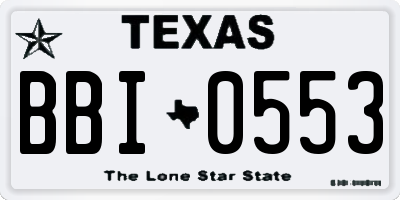 TX license plate BBI0553