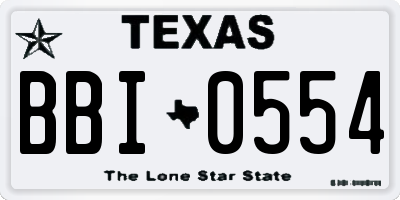 TX license plate BBI0554
